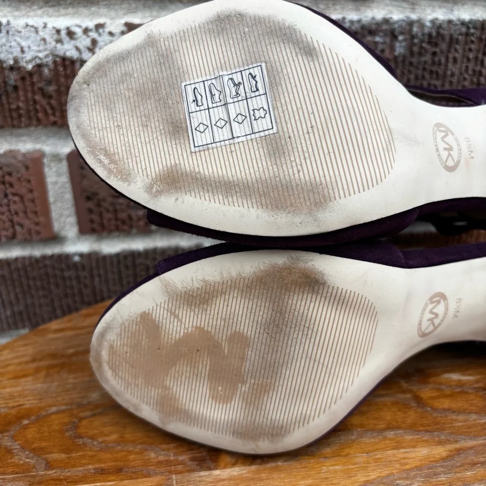 Michael Michael Kors Women’s 8.5 Chantelle Heel Stiletto Purple Velour Sandals - Picture 11 of 12
